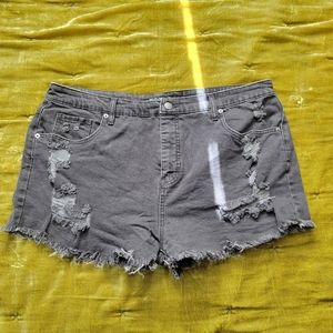 Black Cut off Denim Shorts